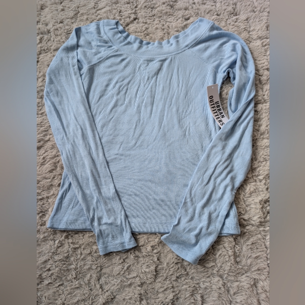 Urban Outfitters Light Blue Women's Top Boat Neck Size Large
